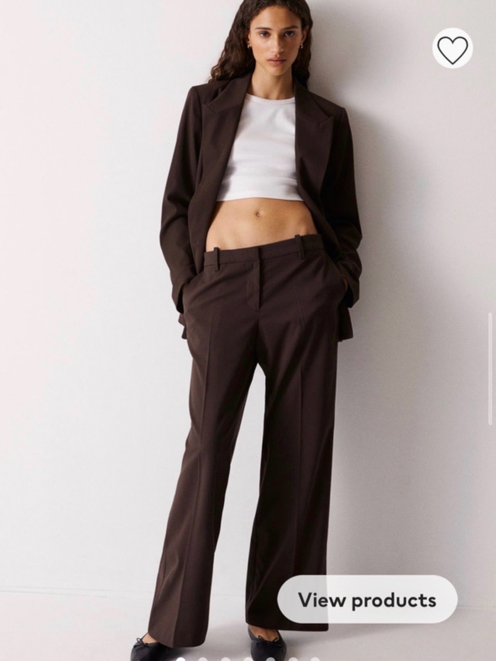 H&M Dark Brown Wide-Leg Tailored Trousers 1176513